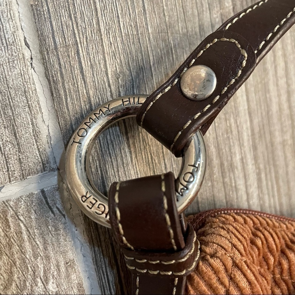 Tommy Hilfiger Brown Quilted Corduroy Small Bag with Leather and Silver Accents - Picture 11 of 12